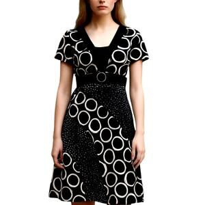 Disorderly Kids 8 Girl 's Black White Short Sleeve Knee Length Dress Children's